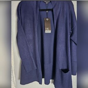 Metric Knits New York Open Front Cardigan With Pockets Navy Blue Size L